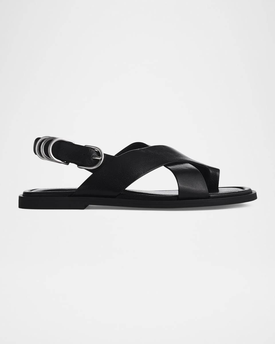 Gia Leather Toe-Loop Slingback Sandals